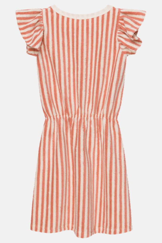 Childrens Apparel My Little Cozmo Toweling Stripe Ruffle Dress in Red My Little Cozmo