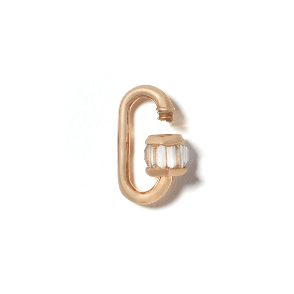 Pendants Marla Aaron Diamond Baguette Baby Lock in Yellow Gold Marla Aaron
