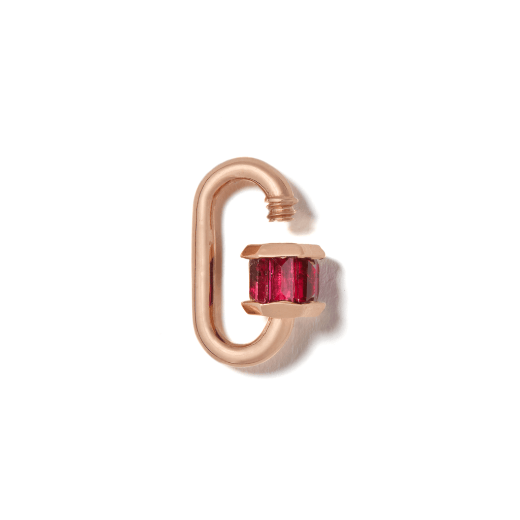 Pendants Marla Aaron Ruby Baguette Baby Lock in Rose Gold Marla Aaron