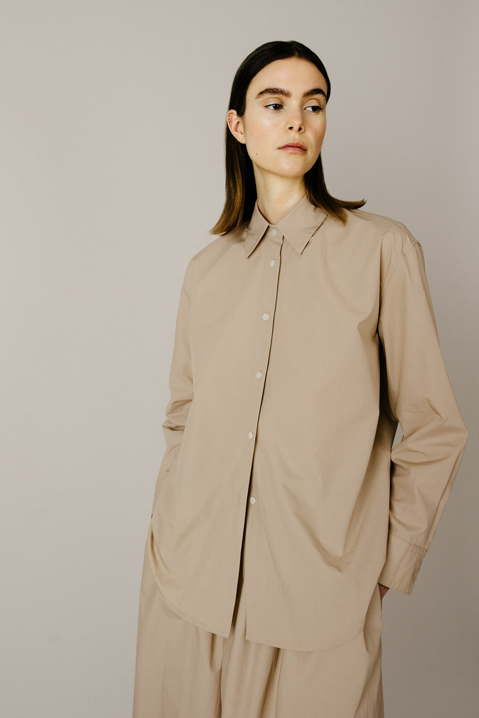 Tops Organic by John Patrick Cecilia Shirt in Khaki Organic by John Patrick
