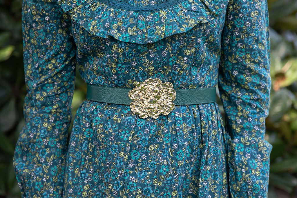 Cesoli Reversible Leather Belt in Emerald/Salut Green – Serafina