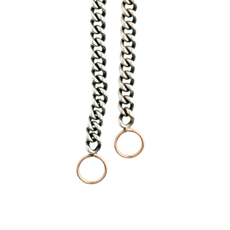 Necklaces Marla Aaron Heavy Curb Chain Necklace in Silver and Rose Gold Marla Aaron