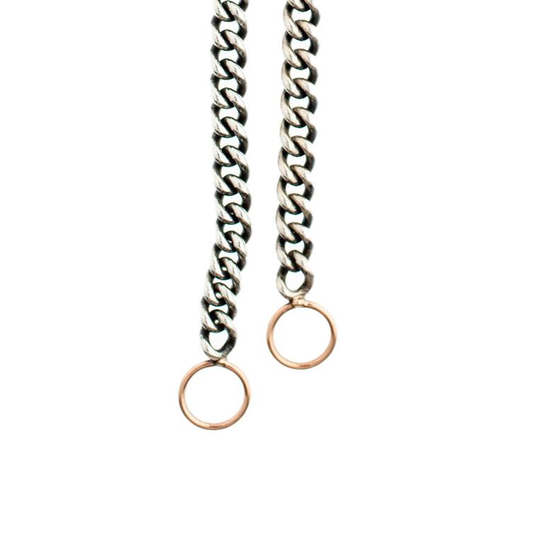 Bracelets Marla Aaron Heavy Curb Chain Bracelet in Silver and Yellow Gold Marla Aaron