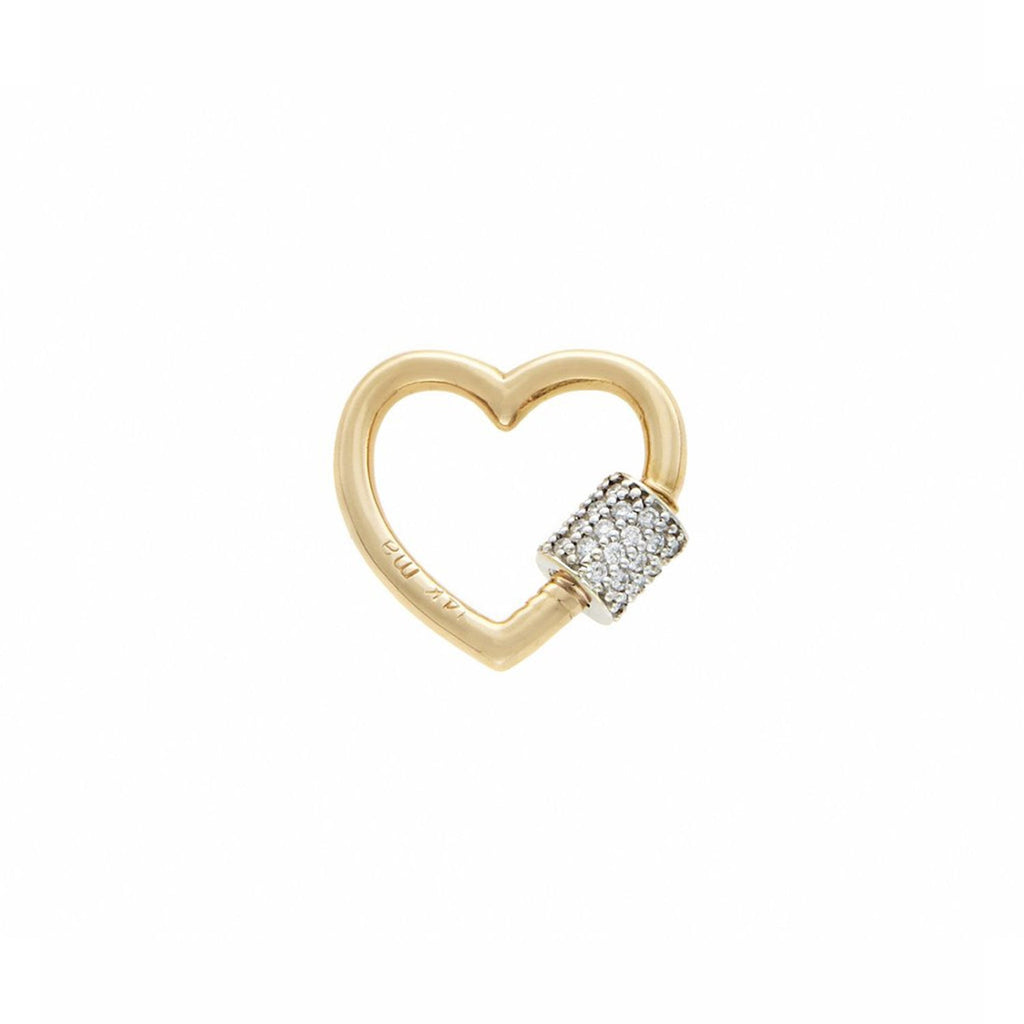 Pendants Marla Aaron Diamond Stoned Baby Heart Lock in Yellow Gold Marla Aaron