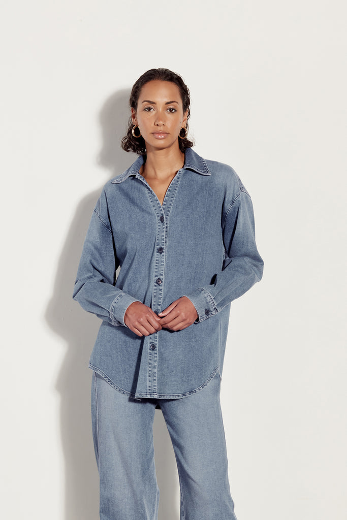 Tops Enza Costa Oversized Shirt in Midwash Enza Costa