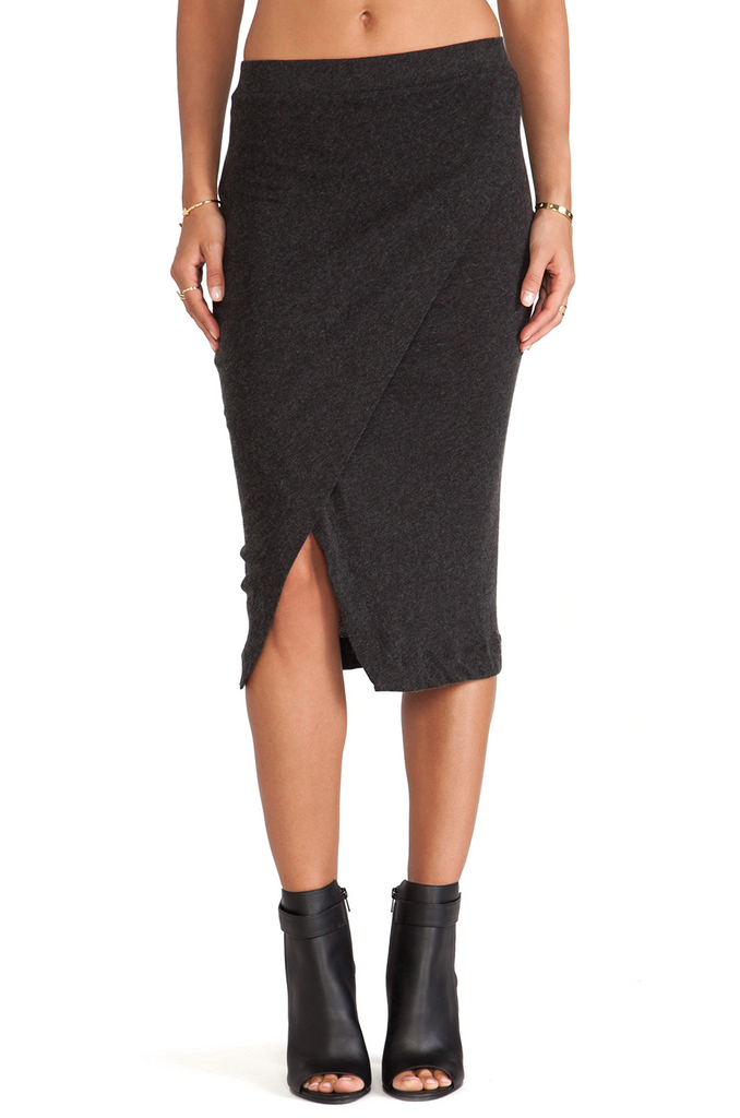 Skirts Enza Costa Cashmere Wrap Skirt in Charcoal Enza Costa