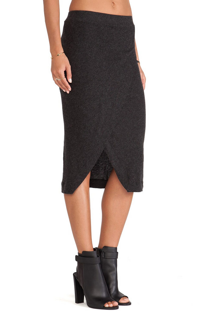 Skirts Enza Costa Cashmere Wrap Skirt in Charcoal Enza Costa