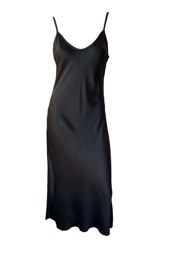 Dresses Enza Costa Bias Cut Slip Dress in Black Enza Costa