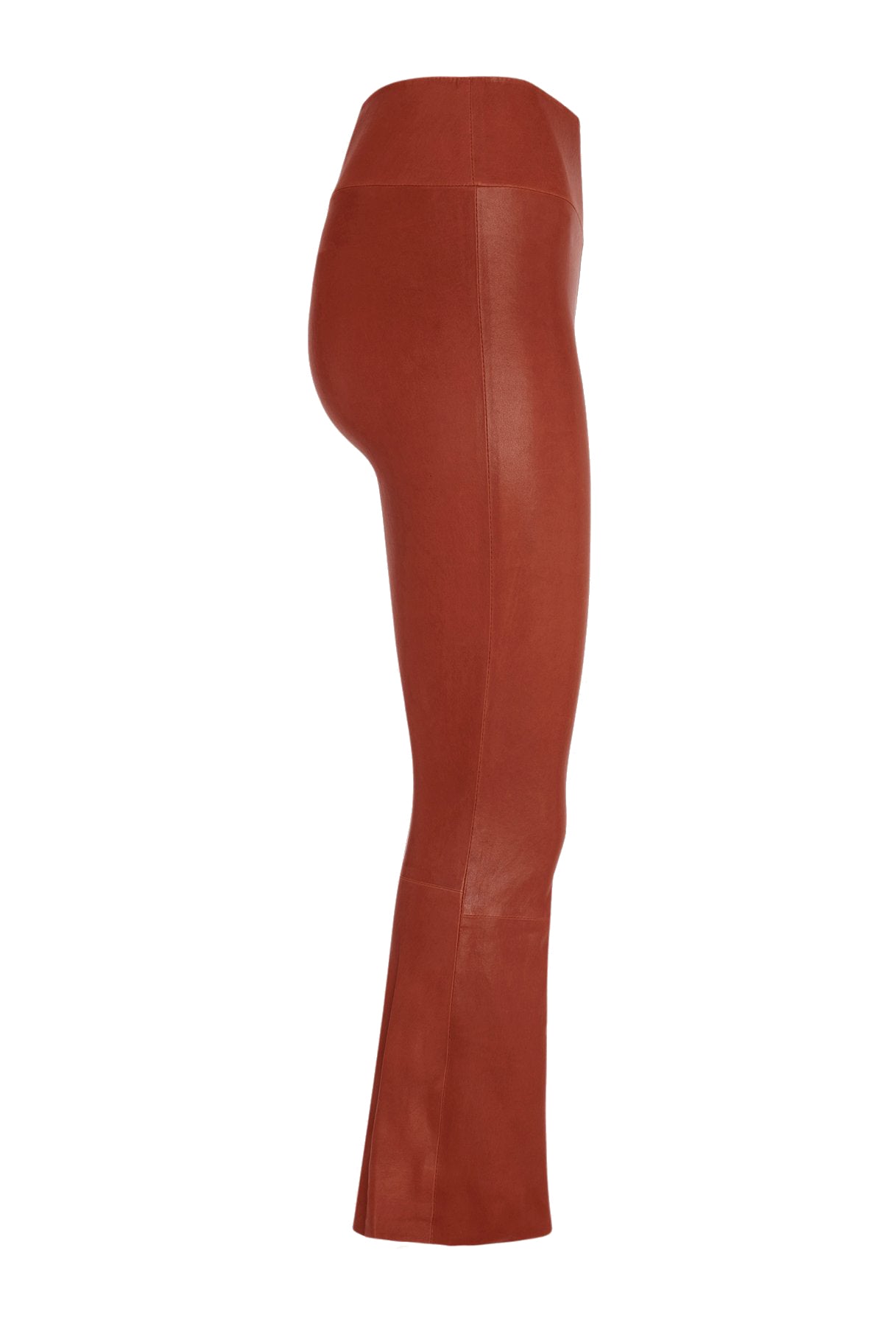 Cropped Flare Leather Leggings in Cognac