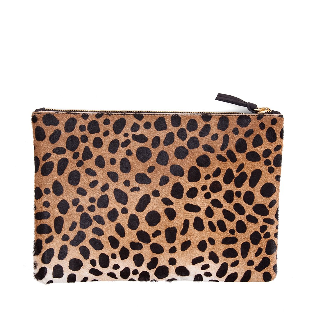 Clare V - Authenticated Clutch Bag - Cloth Camel Leopard For Woman, Very Good condition