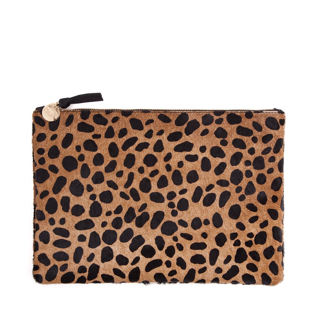 Clare V. Flat Clutch in Leopard Hair