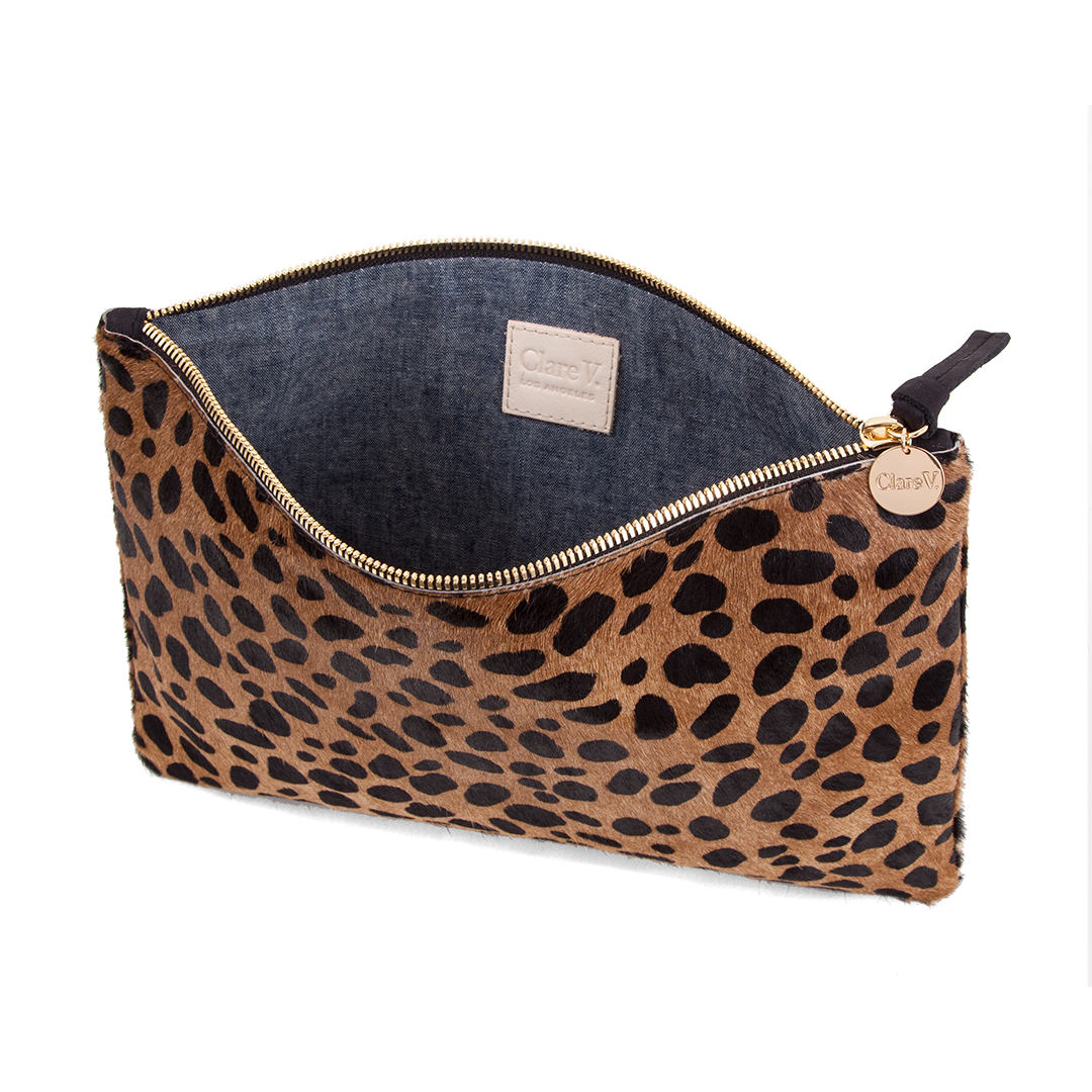 Flat Clutch in Leopard Hair