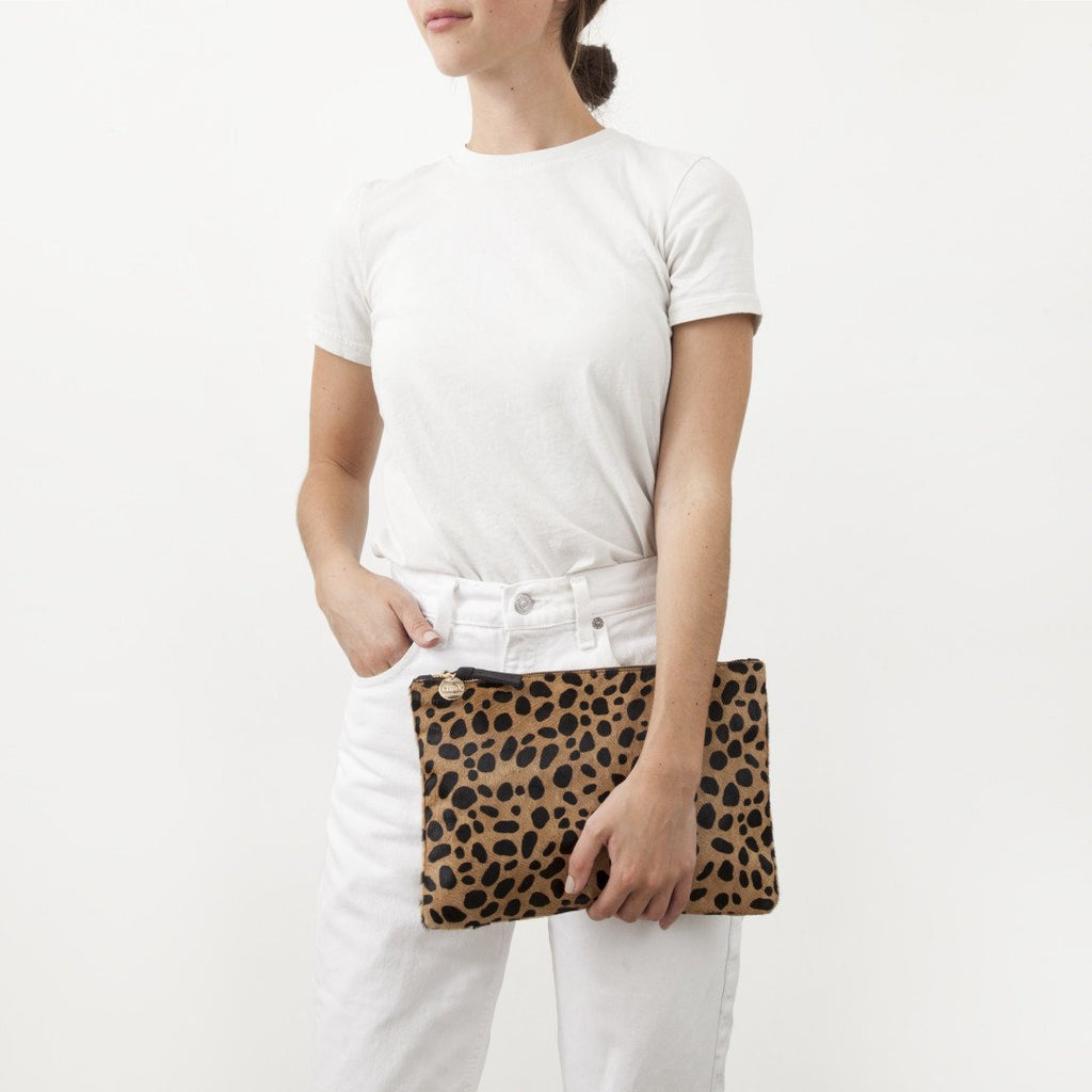 Handbags Clare V. Flat Clutch in Leopard Hair Clare V.