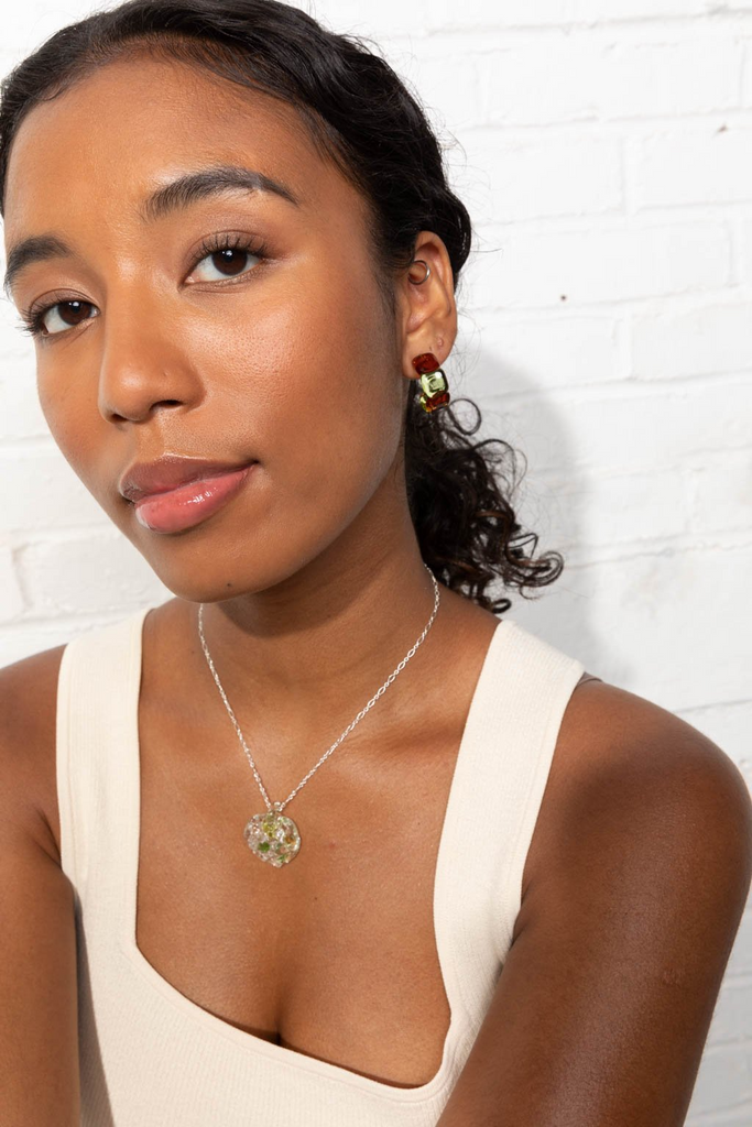 Earrings Keane 2 Tone Square Glass Hoops in Honey Badger Keane