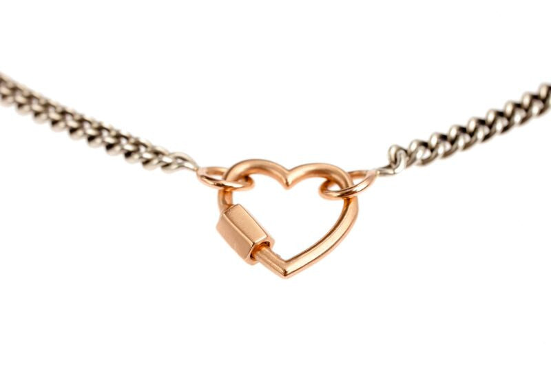 Necklaces Marla Aaron Heavy Curb Chain Necklace in Silver and Rose Gold Marla Aaron
