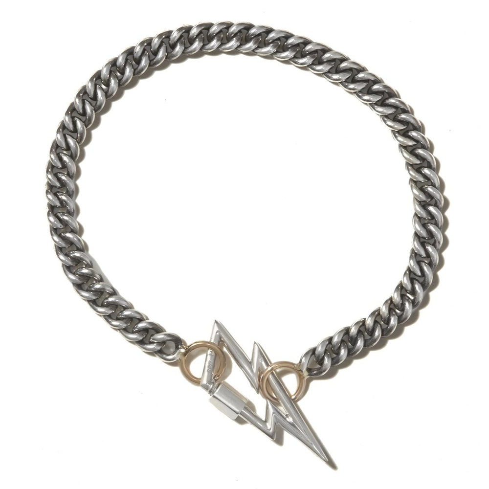 Bracelets Marla Aaron Heavy Curb Chain Bracelet in Silver and Yellow Gold Marla Aaron