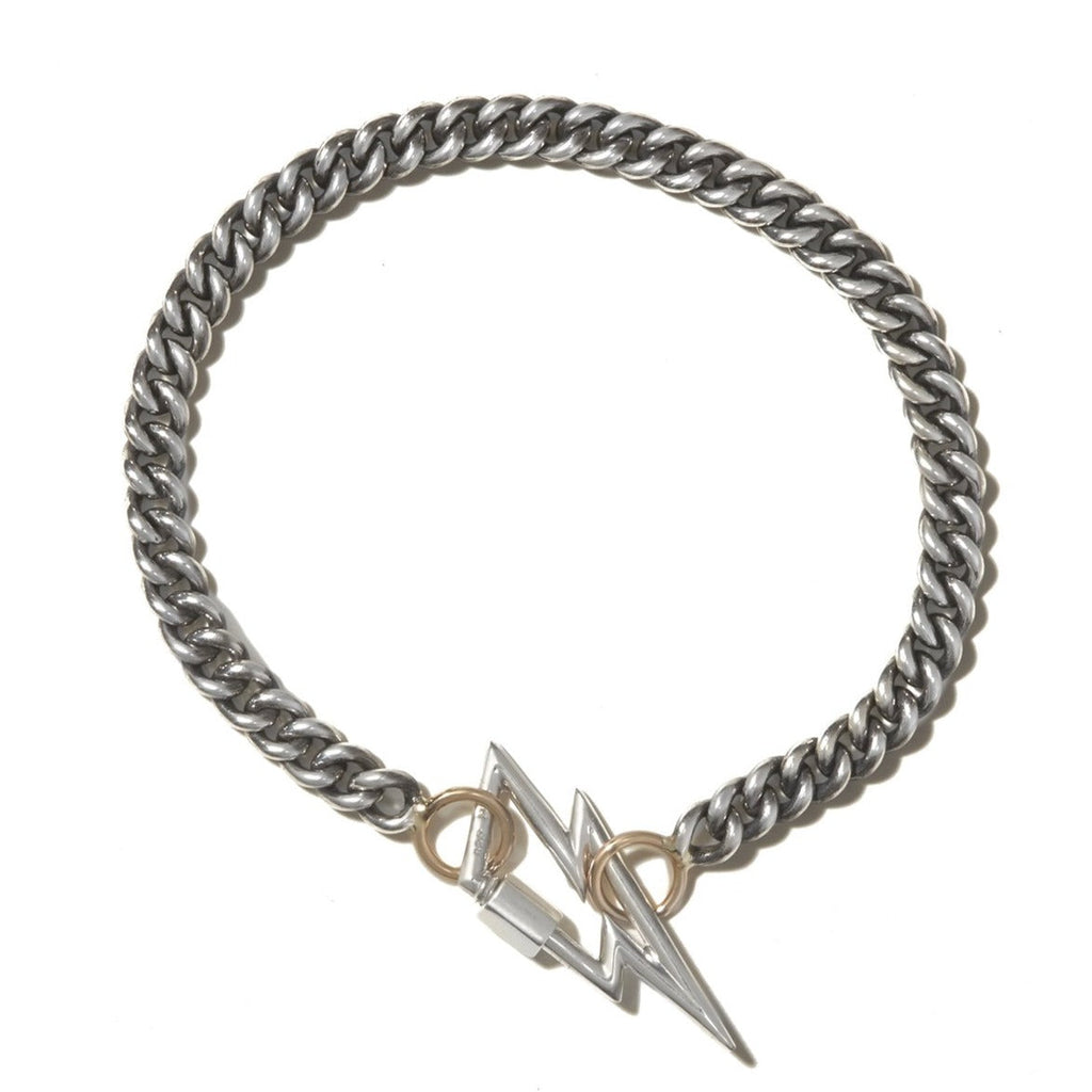 Bracelets Marla Aaron Heavy Curb Chain Bracelet in Silver and Yellow Gold Marla Aaron