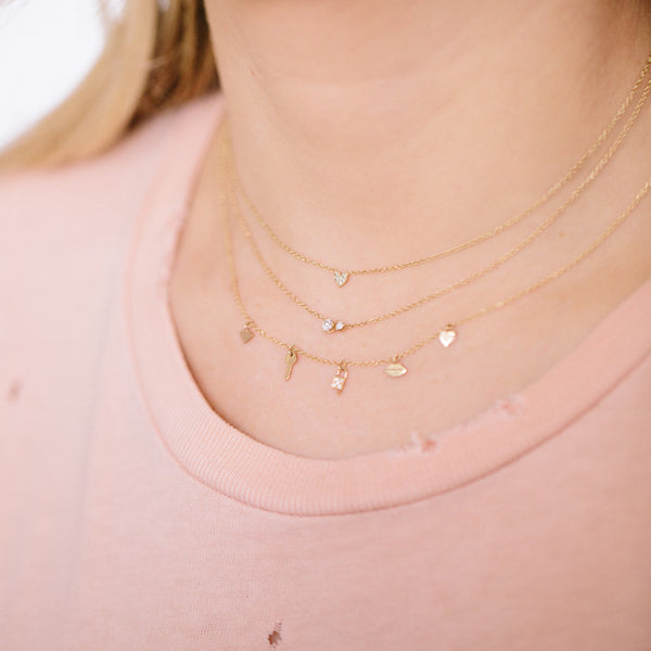 Necklaces Zoe Chicco Mixed Diamonds Necklace in Yellow Gold Zoe Chicco