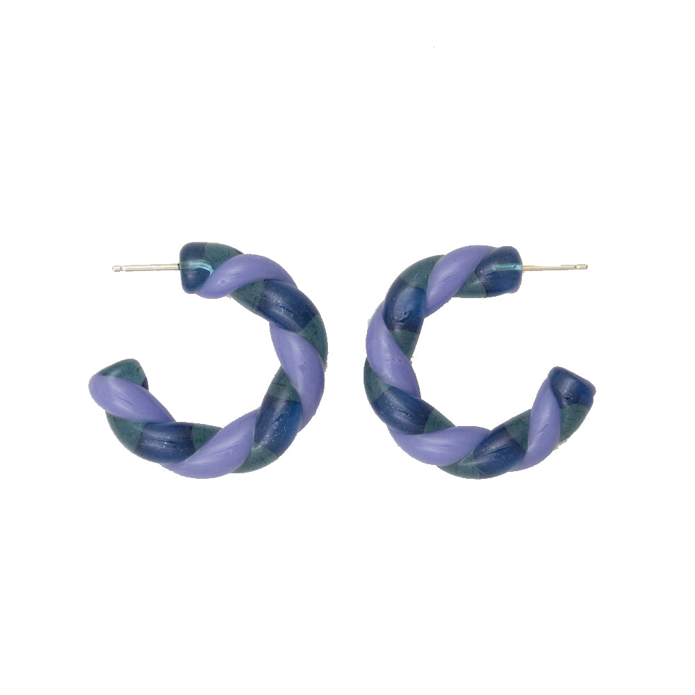 Earrings Keane Braided Glass Hoops in Blue Keane