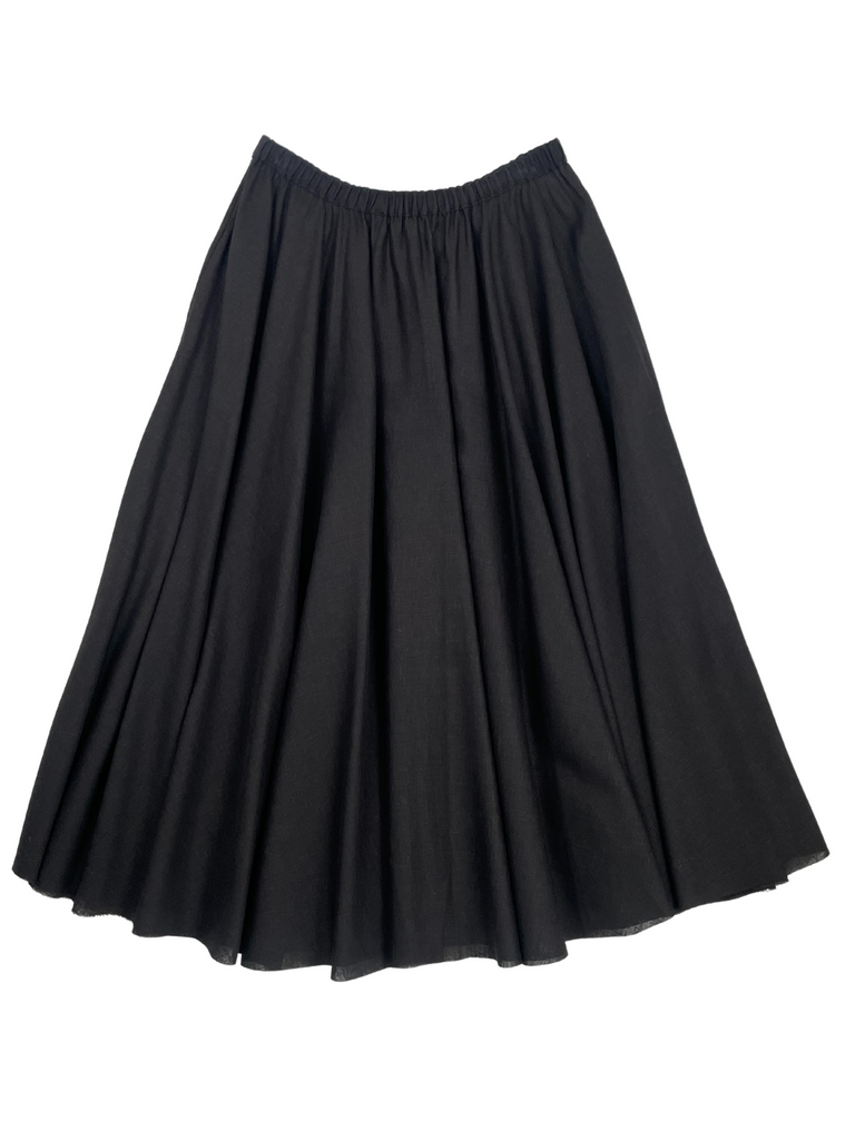 Skirts Louiza Babouryan Linen Skirt in Black Louiza Babouryan
