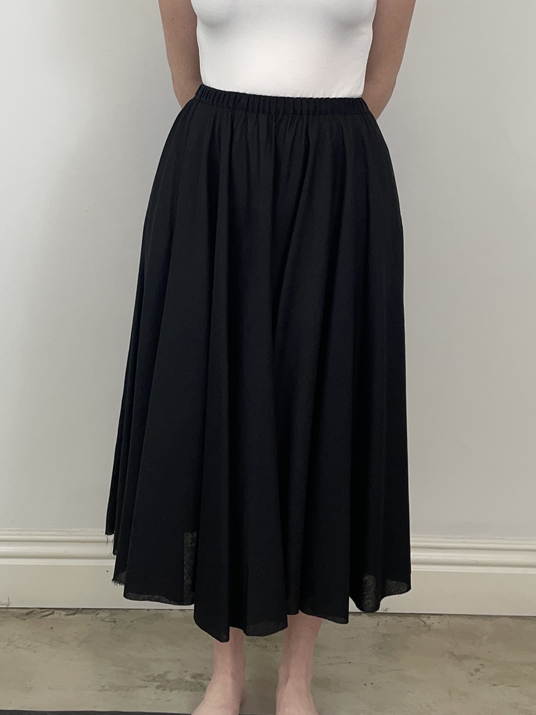 Skirts Louiza Babouryan Linen Skirt in Black Louiza Babouryan
