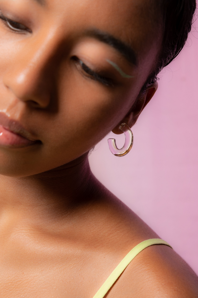 Earrings Keane 23K Gilded Line Hoops in Clear Keane