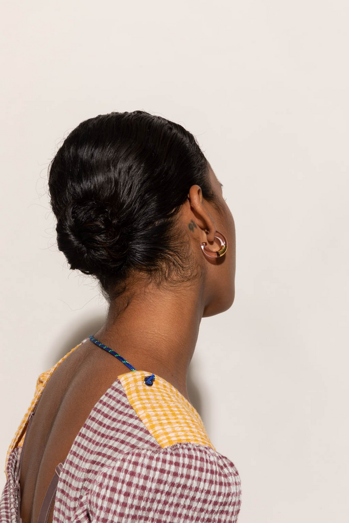 Earrings Keane 23K Gilded Block Hoops in Brozay Keane