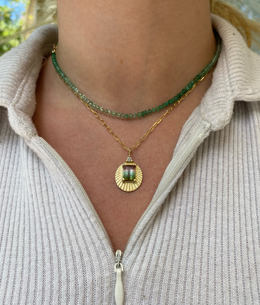 Necklaces Kimberly Doyle Watermelon Tourmaline Pendent Necklace in Yellow Gold Kimberly Doyle