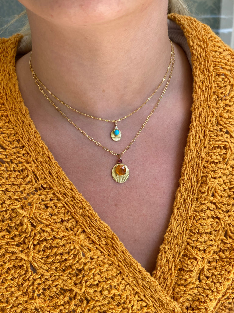 Necklaces Kimberly Doyle Turquoise and Diamond Oval Necklace in Yellow Gold Kimberly Doyle