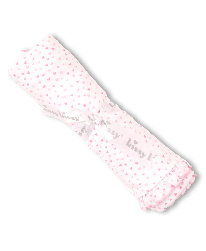 Baby Kissy Kissy Sweetheart Burp Cloth in White and Pink Kissy Kissy