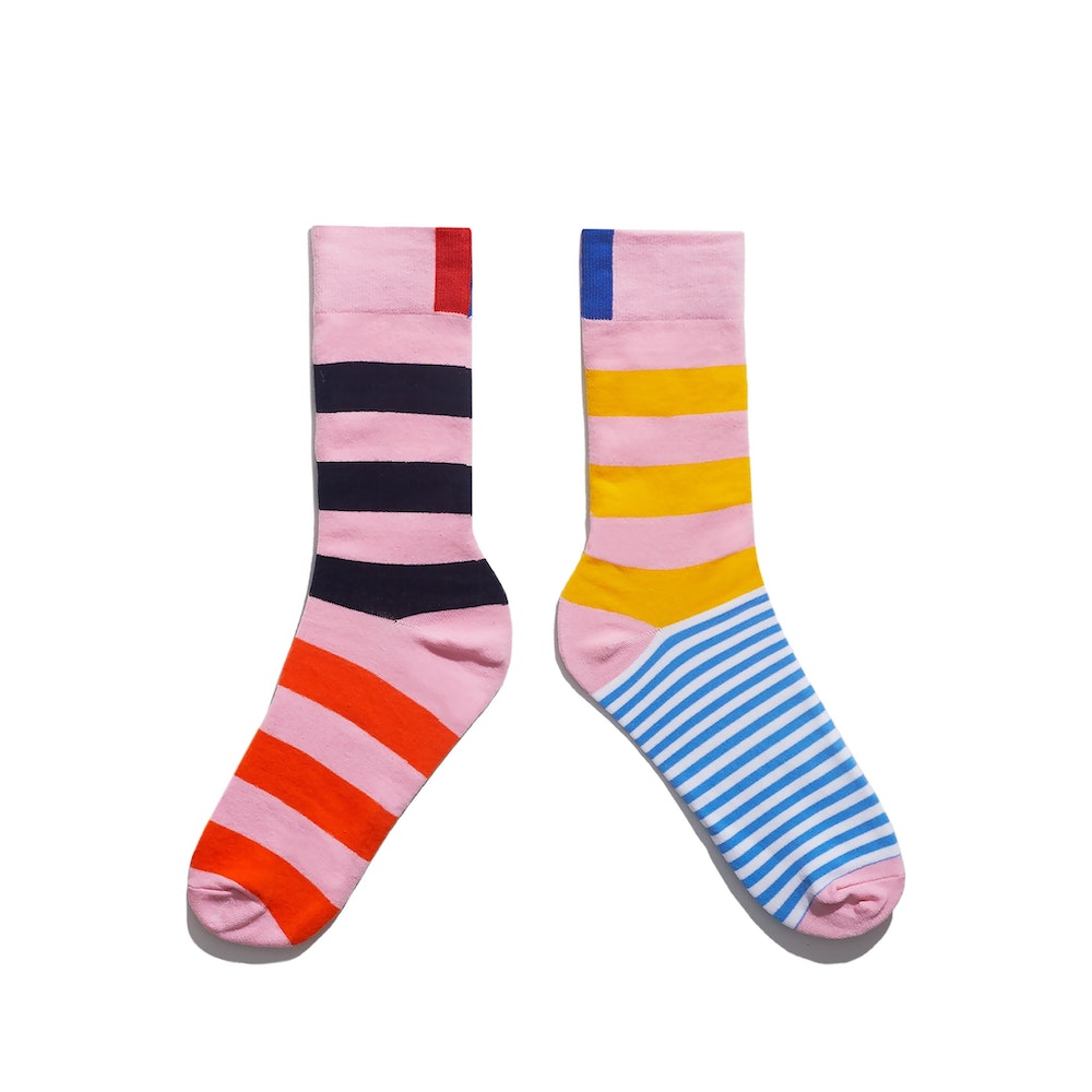 Pink and store blue dress socks