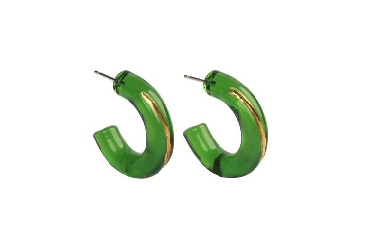 Earrings Keane 23K Gilded Line Hoops in Green Keane