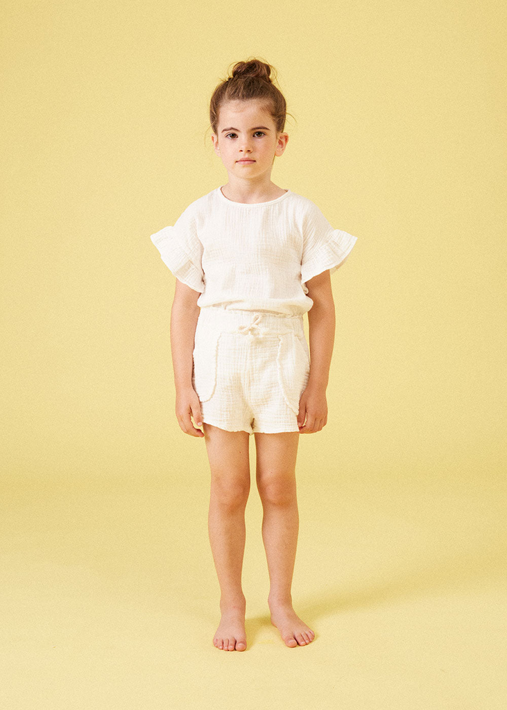 Childrens Apparel My Little Cozmo Ruffle Sleeve Tee in Ivory My Little Cozmo