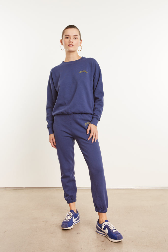 Tops SPRWMN Tiny College Logo Sweatshirt in Cobalt Sprwmn