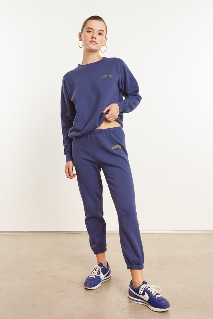 Tops SPRWMN Tiny College Logo Sweatshirt in Cobalt Sprwmn