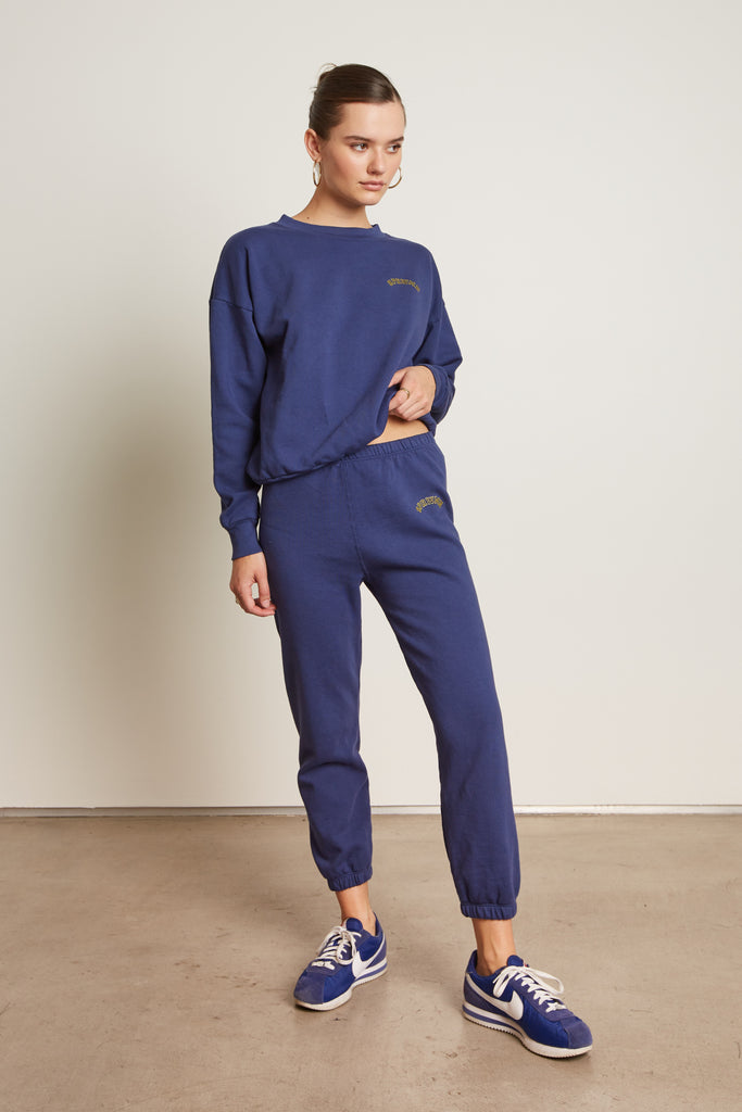 Tops SPRWMN Tiny College Logo Sweatshirt in Cobalt Sprwmn
