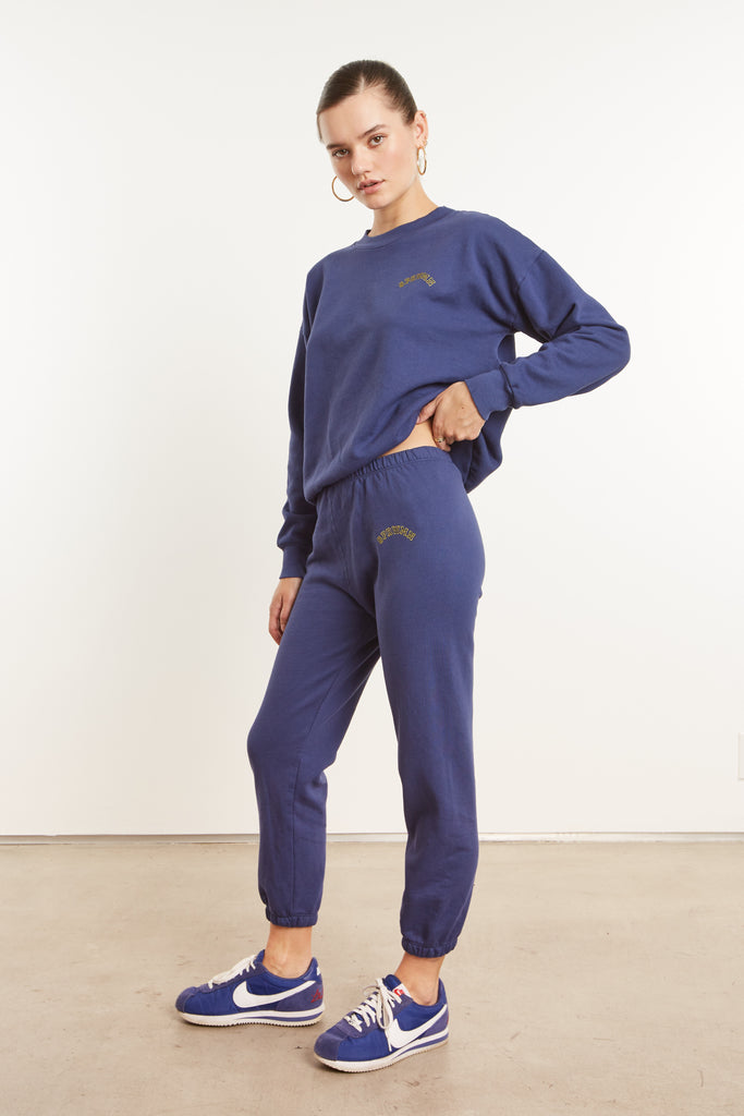 Tops SPRWMN Tiny College Logo Sweatshirt in Cobalt Sprwmn