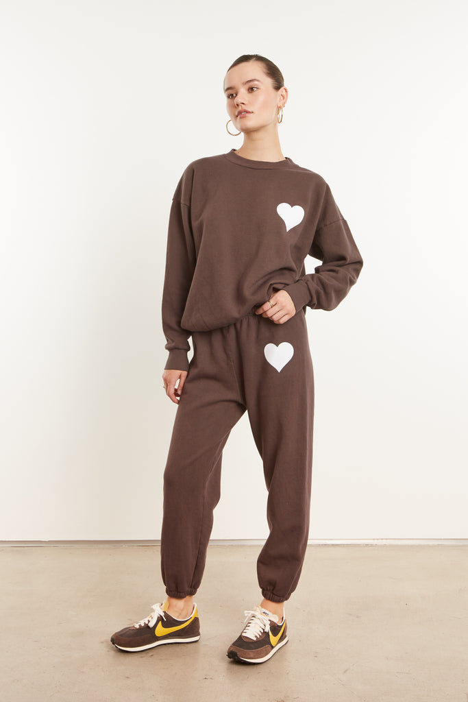 Pants SPRWMN Heart Logo Sweatpants in Dark Chocolate Sprwmn