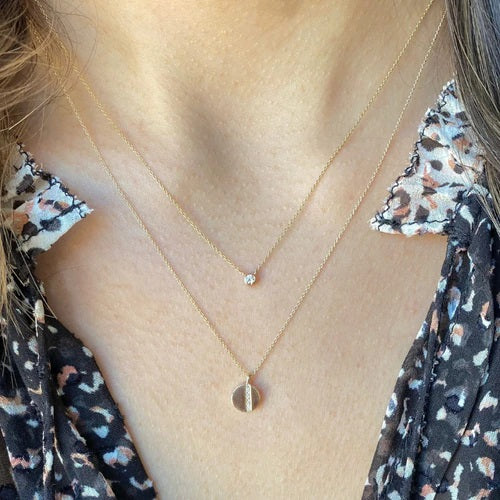 Lulu Jack Single Bezel Diamond Necklace in Yellow Gold