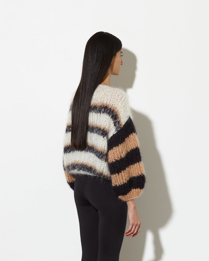 Sweaters Maiami Mohair Big Sweater in Cream and Black Maiami