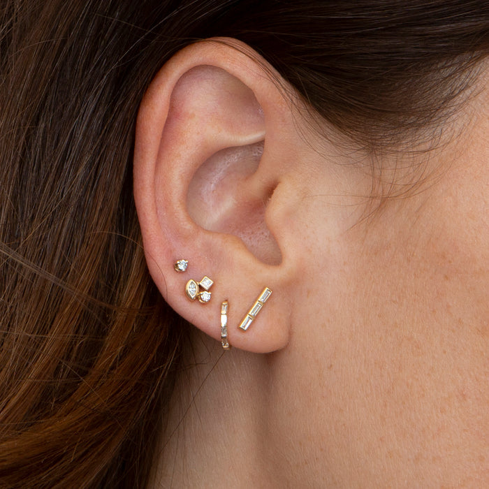 Earrings Zoe Chicco Baguette Diamond Huggies in Yellow Gold Zoe Chicco