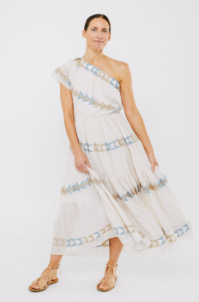 Dresses Mirth Paros One Shoulder Dress in Grecian Jamdani Mirth