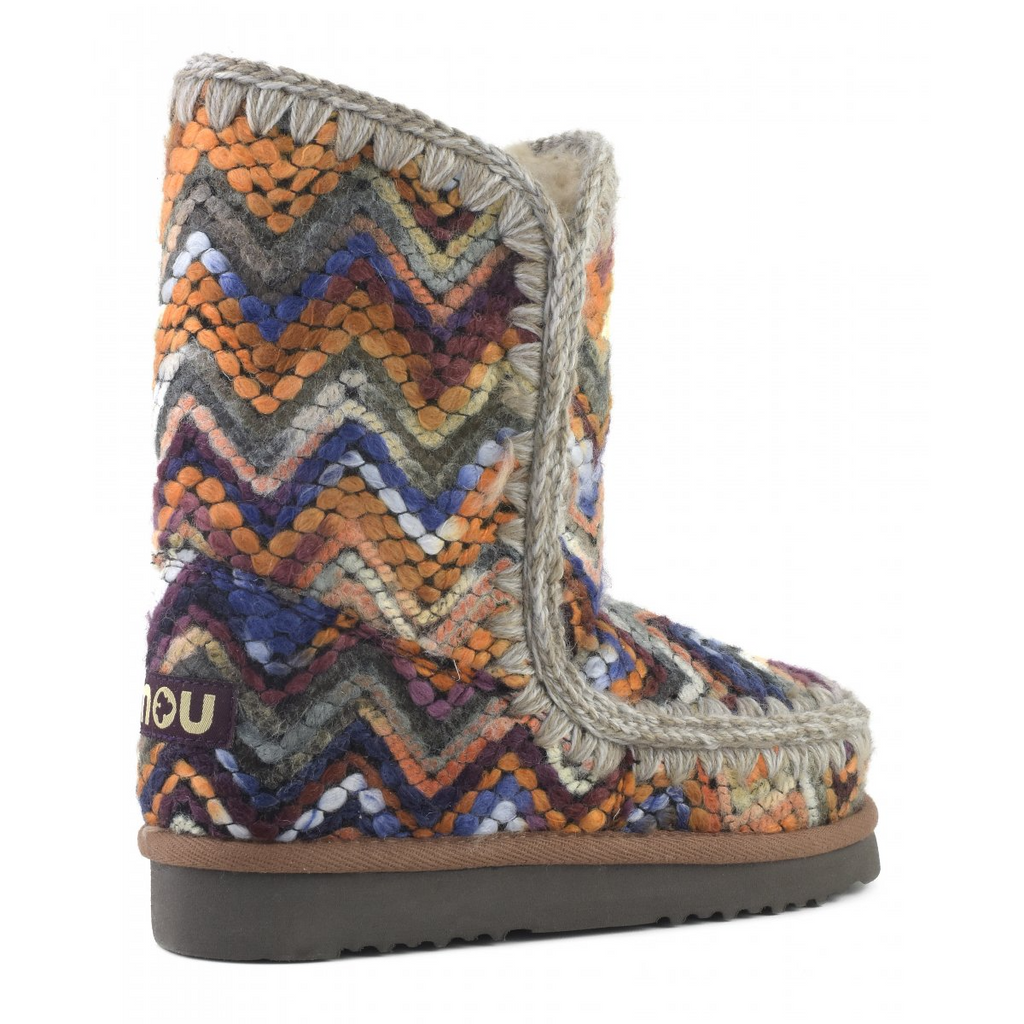 Shoes Mou Eskimo Wool Fabric Boot in Multi Stripe Mou