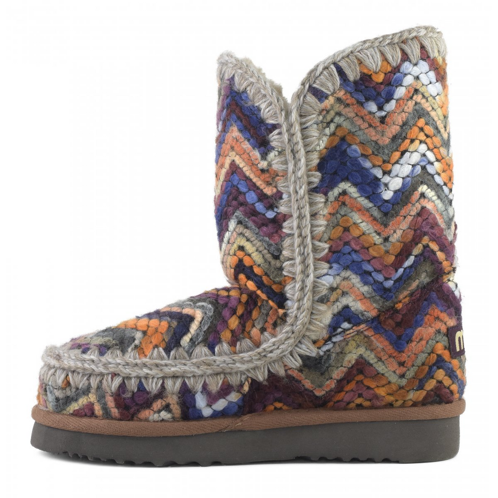 Shoes Mou Eskimo Wool Fabric Boot in Multi Stripe Mou