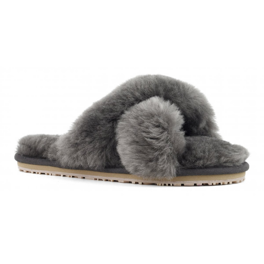 Shoes Mou Criss Cross Slide Slipper in Charcoal Mou