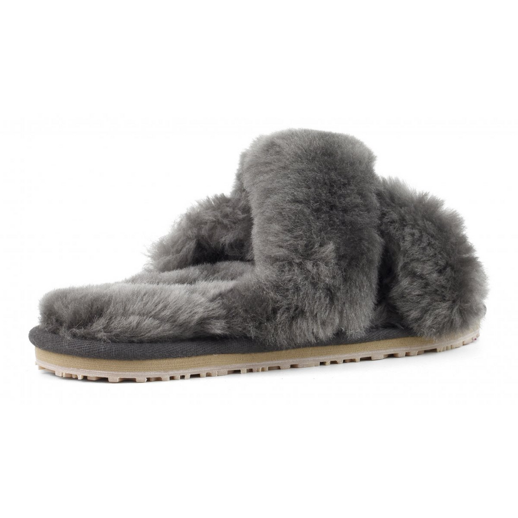 Shoes Mou Criss Cross Slide Slipper in Charcoal Mou