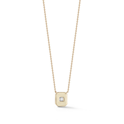 Necklaces Dana Rebecca Sadie Pearl Double Diamond Baguette Necklace in Yellow Gold Dana Rebecca