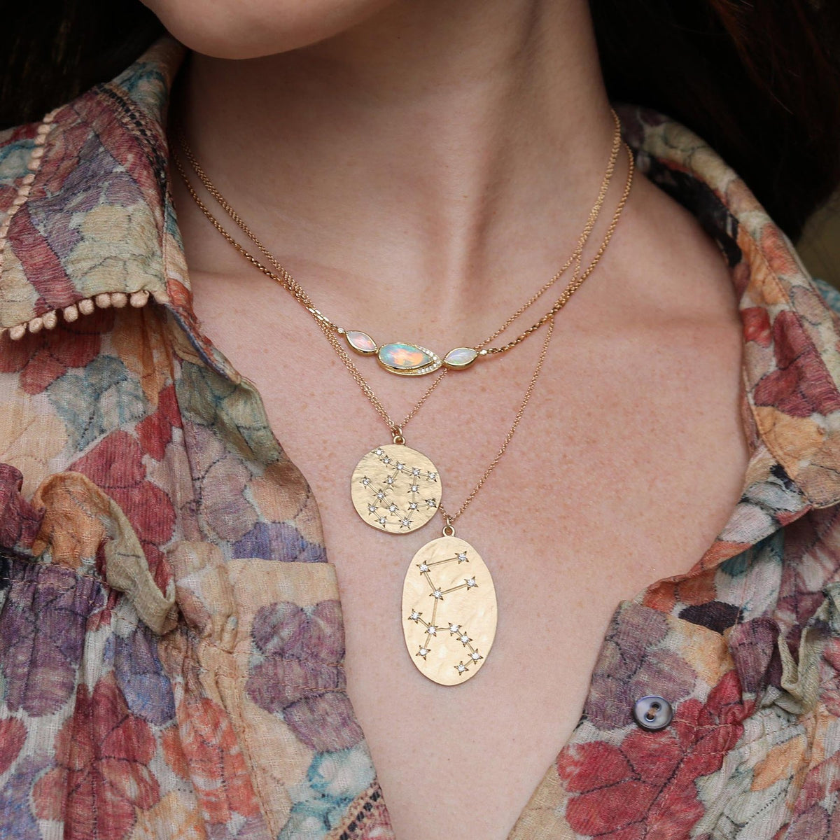 Necklaces Brooke Gregson Aquarius Astrology Necklace in Yellow Gold Brooke Gregson