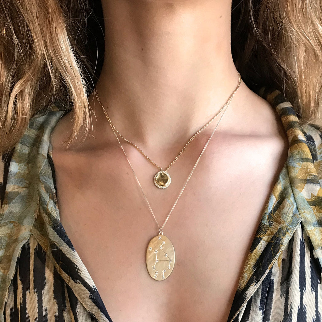 Necklaces Brooke Gregson Virgo Astrology Necklace in Yellow Gold Brooke Gregson