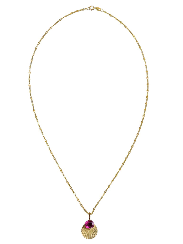 Necklaces Kimberly Doyle Pink Tourmaline Circle Necklace in Yellow Gold Kimberly Doyle